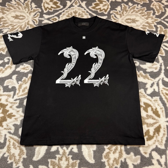 Mens Washed Black Amiri Logo Tee Shirt Size Large - Picture 2 of 4